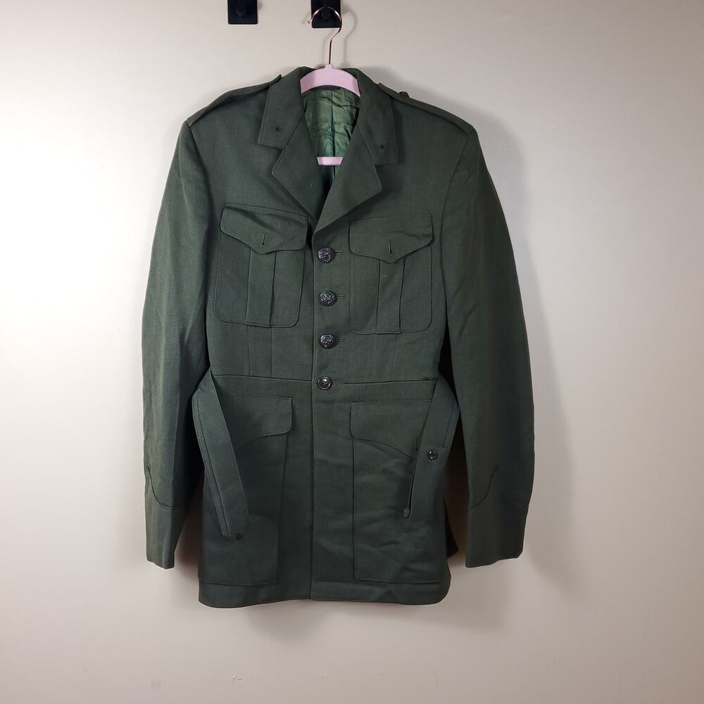 Vintage Military Exchange Uniform Green Wool Coat Size 36R